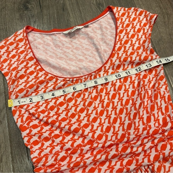 Boden Margot Jersey Dress Coral Sea Bird Dove Print Women’s Size 4 Career Preppy - Picture 10 of 12